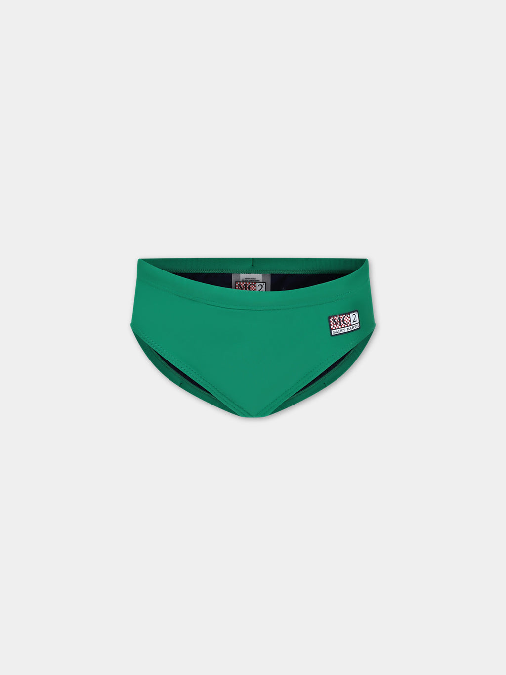 Green beach briefs for boy with logo